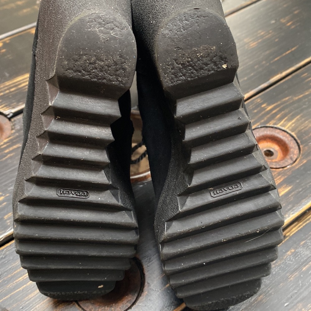 Coach black monogram jacquard Maisy rope tie lace up wedge winter boots Size 8 - Picture 8 of 16